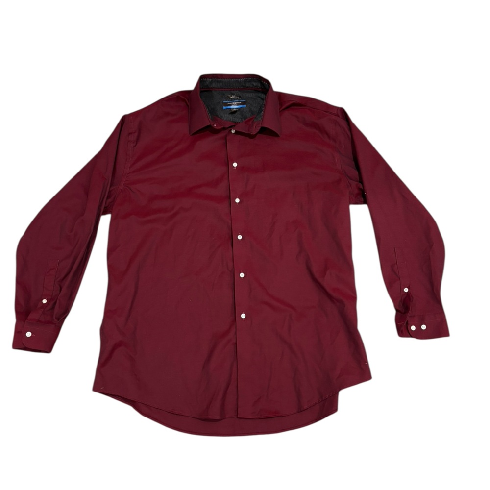 Joseph Abboud Burgundy Non-Iron Chill Stretch Comfort Collar Shirt -size 18